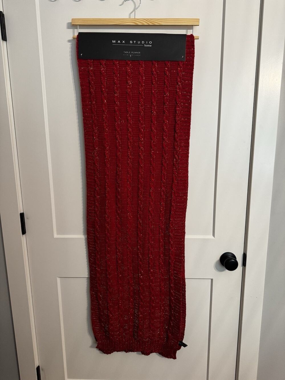 Max Studio Home Table Runner Red Cable Knit 16” X 90” Christmas Valentine NWT